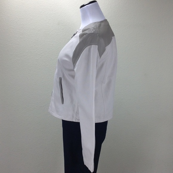 Jack. Oatmeal Cotton/Faux Leather Moto Jac… - Picture 2 of 8